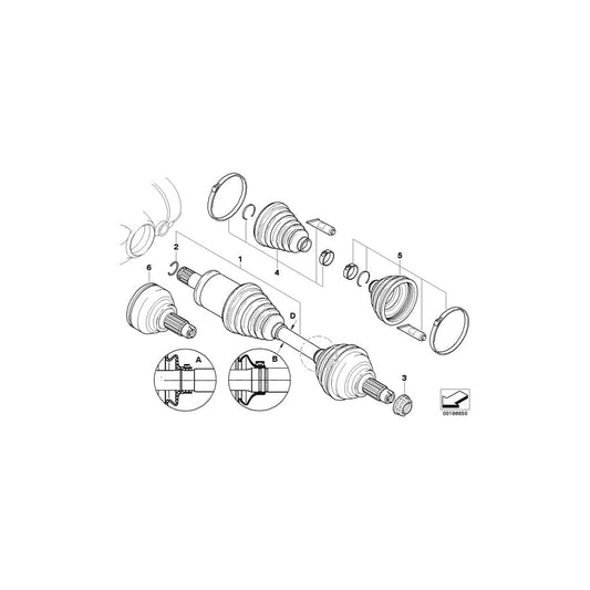 Genuine BMW 31607503538 E53 Exch. Output Shaft, Right D=27mm (Inc. X5) | ML Performance UK Car Parts