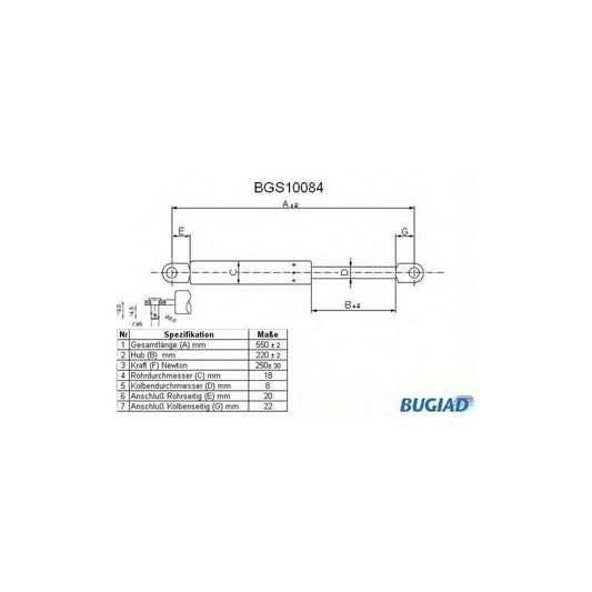 Bugiad BGS10084 Tailgate Strut For Fiat Panda I Hatchback (141)