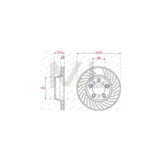 FERODO DDF2131LC-1 Brake Disc for PORSCHE 911 Vented | ML Performance Car Parts