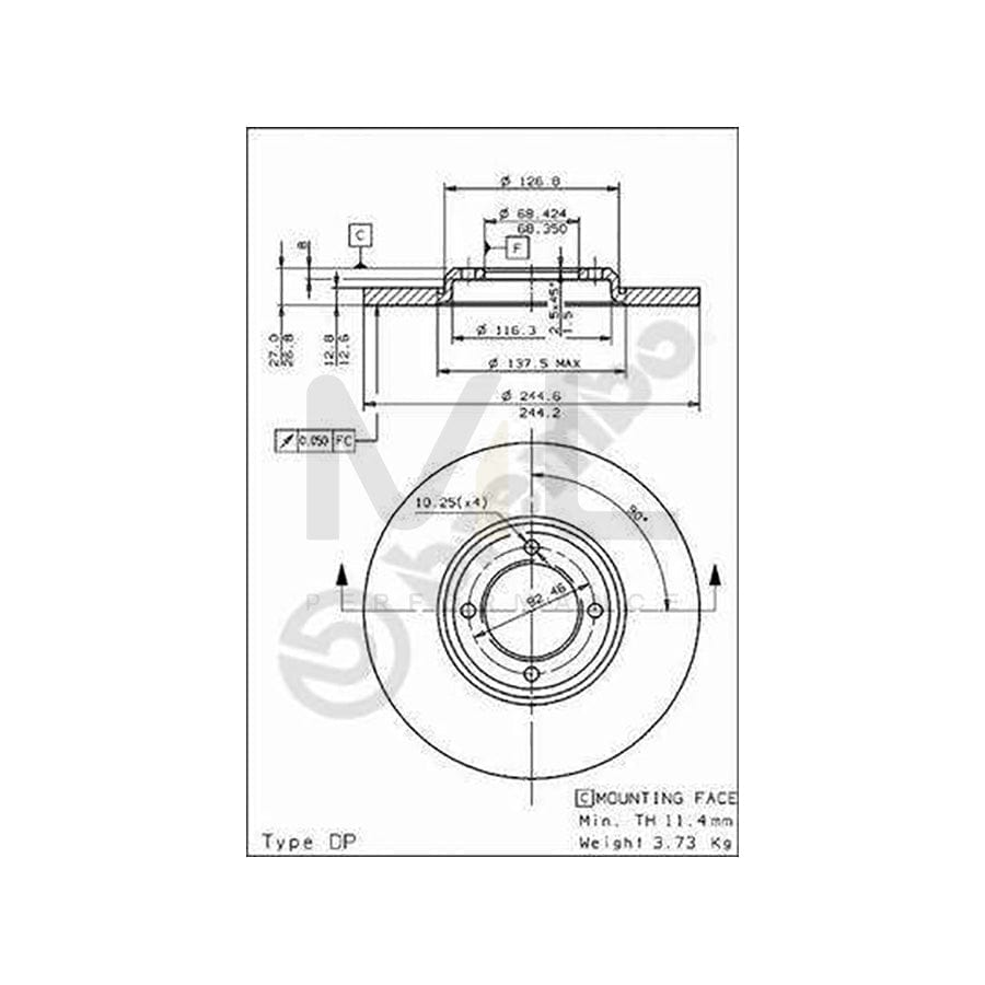 BREMBO 08.1659.20 Brake Disc Solid | ML Performance Car Parts