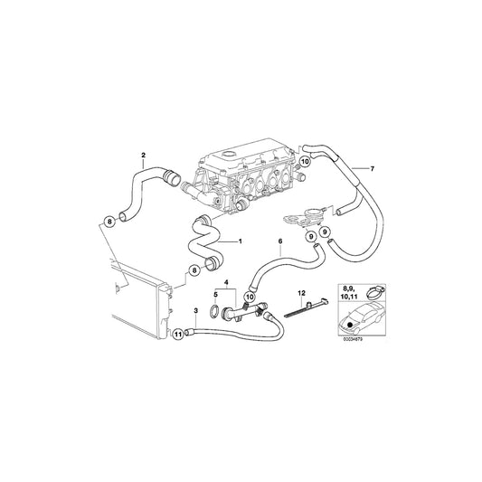 Genuine BMW 11531716660 E36 Water Hose (Inc. Z3 1.9) | ML Performance UK Car Parts