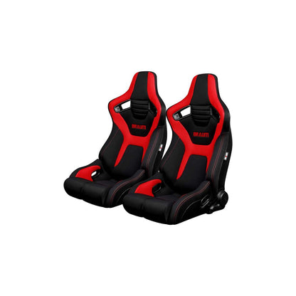BRAUM Elite-R Series Racing Seats ( Black & Red Cloth ) – Pair | ML Performance UK Car Parts