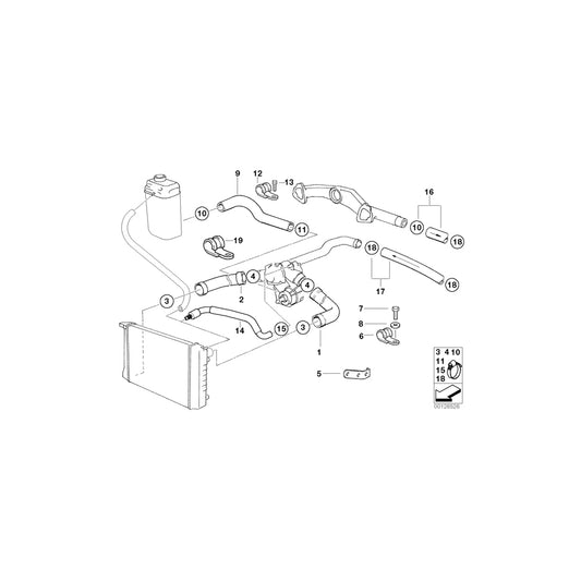 Genuine BMW 11531741415 E38 E31 Water Hose (Inc. 850Ci, 750i & 750iL) | ML Performance UK Car Parts