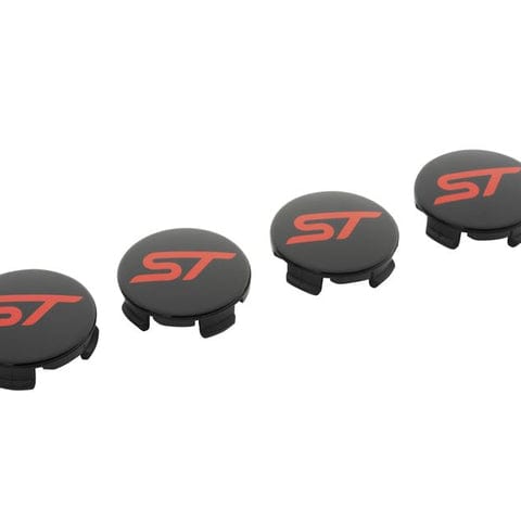 GENUINE FORD 2566957 CENTER CAP BUTTON TYPE, GLOSS BLACK, WITH RED ST LOGO | ML Performance UK