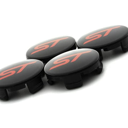 GENUINE FORD 2566957 CENTER CAP BUTTON TYPE, GLOSS BLACK, WITH RED ST LOGO | ML Performance UK