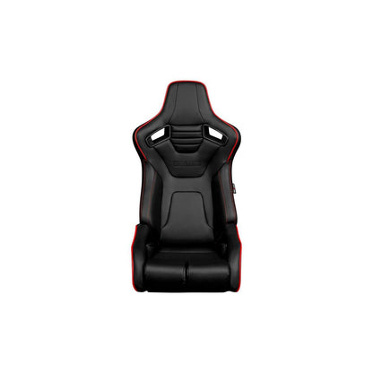 BRAUM Elite-R Series Racing Seats ( Black Leatherette - Red Piping ) – Pair