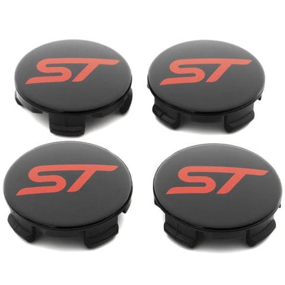 GENUINE FORD 2566957 CENTER CAP BUTTON TYPE, GLOSS BLACK, WITH RED ST LOGO | ML Performance UK