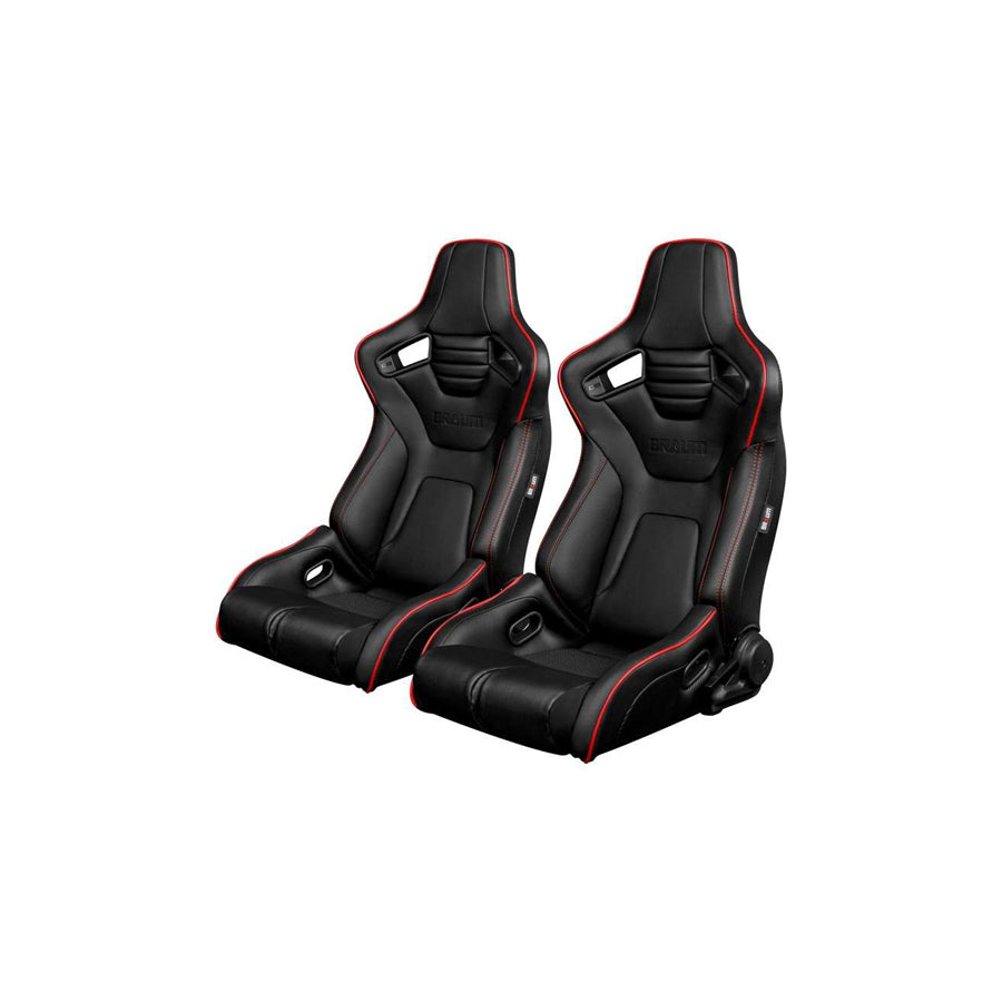 BRAUM Elite-R Series Racing Seats ( Black Leatherette - Red Piping ) – Pair | ML Performance UK Car Parts