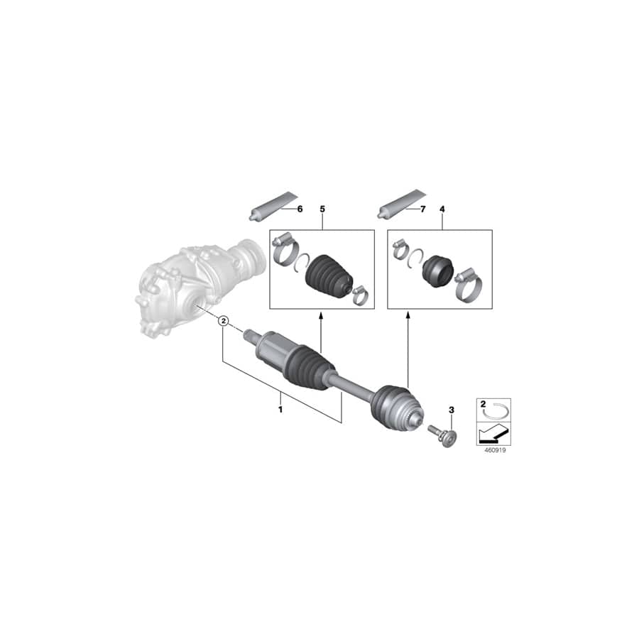 Genuine BMW 31608657291 G12 G11 Exchange Output Shaft Left Front L=614mm (Inc. 750dX, 730dX & 740LdX) | ML Performance UK Car Parts