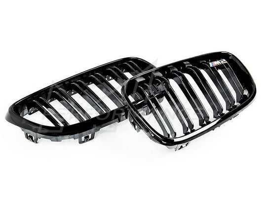 AUTOID BMW F22 F23 F87 Gloss Black Kidney Grilles (Inc. 218d, M235i, M240i & M2) - ML Performance UK
