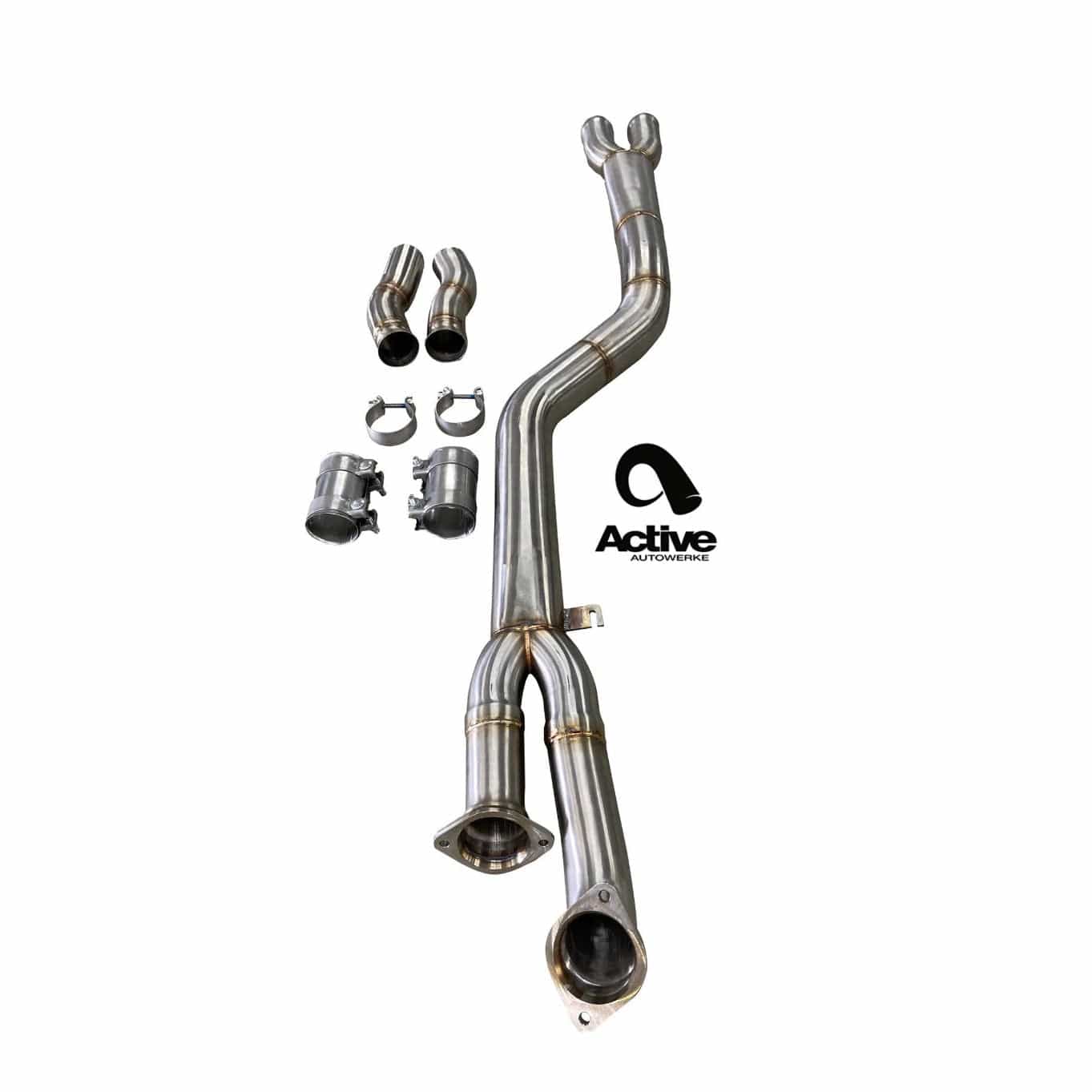 Active Autowerke BMW G80 G82 S58 Signature Single Mid-Pipe Exhaust with G-Brace - Resonated (M3 & M4) - ML Performance UK