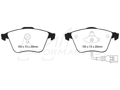 EBC Audi 8J Greenstuff 2000 Series Front Sport Brake Pads & BSD Series Sport Discs Discs Kit - ATE Caliper (TT &TTS) | ML Performance UK