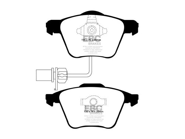 EBC Audi B7 A4 Greenstuff 2000 Series Sport Brakes Pad And USR Slotted Plain Disc Kit To Fit Front - ATE Caliper | ML Performance UK