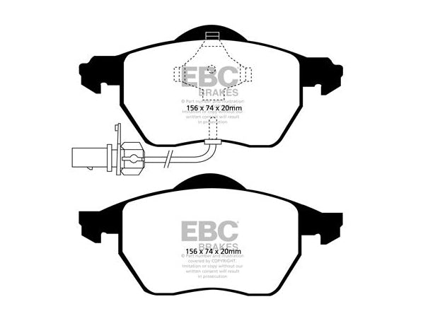 EBC Audi C6 D3 Greenstuff 2000 Series Sport Brakes Pad And USR Slotted Discs Kit To Fit Front - ATE Caliper (A6, & A8) | ML Performance UK