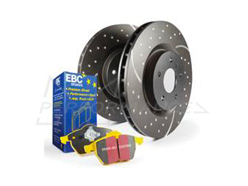 EBC Audi Seat Volkswagen Yellowstuff 4000 Series Front Sport Brake Pads & Slotted And Dimpled Sport Front Discs Kit - ATE Caliper (Inc. 8X A1, 8X S1, 6P lbiza & MK5 Polo) | ML Performance UK