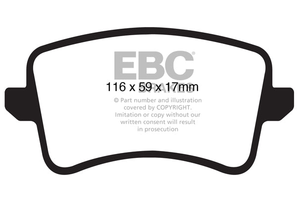 EBC Audi B8 Yellowstuff 4000 Series Rear Sport Brake Pads & USR Slotted Discs Kit - TRW Caliper (A4 & Q5) | ML Performance UK