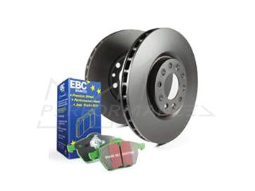 EBC Audi C6 A6 Greenstuff 2000 Series Sport Brakes Pad And Premium OE Replacement Plain Disc Kit To Fit Front - ATE Caliper | ML Performance UK