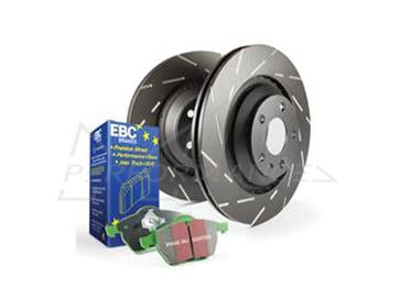 EBC PD06KF051 Audi Seat Skoda Volkswagen Greenstuff 2000 Series Front Sport Brake Pads & USR Slotted Discs Kit - ATE Caliper (Inc. 8P A3, 1P Leon, 1Z Octivia & B6 Passat)