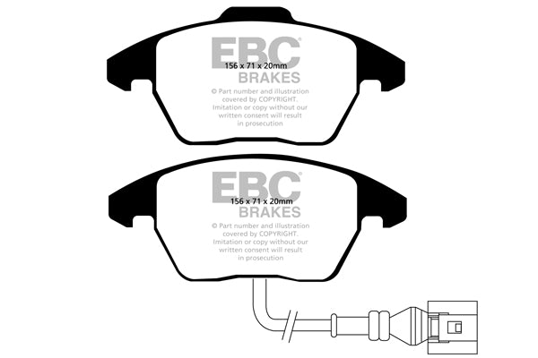 EBC PD06KF051 Audi Seat Skoda Volkswagen Greenstuff 2000 Series Front Sport Brake Pads & USR Slotted Discs Kit - ATE Caliper (Inc. 8P A3, 1P Leon, 1Z Octivia & B6 Passat)