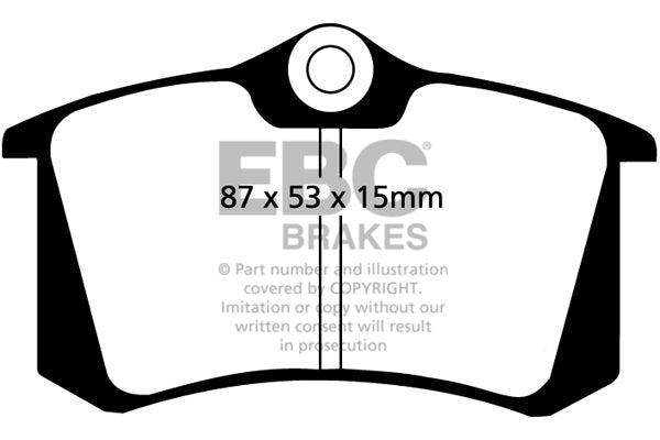 EBC Audi Seat Skoda Volkswagen Yellowstuff 4000 Series Rear Sport Brake Pads & Slotted And Dimpled Sport Discs Kit - TRW Caliper (Inc. 8P A3, 7N Alhambra, 1Z Octavia & MK6 Golf GTI) | ML Performance UK