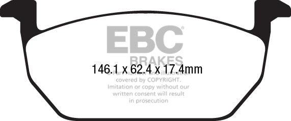 EBC Audi Seat Volkswagen Yellowstuff 4000 Series Front Sport Brake Pads & Premium OE Replacement Plain Discs Kit -  Mando Caliper (8X A1, A0 Ibiza & MK6 Polo AW) | ML Performance UK