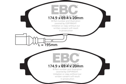 EBC Audi Seat Skoda Volkswagen Redstuff Sport Front Brake Pads - TRW Caliper (Inc. 8S TT, 8V S3, MK7 Golf GTI & B7 Passat) | ML Performance UK