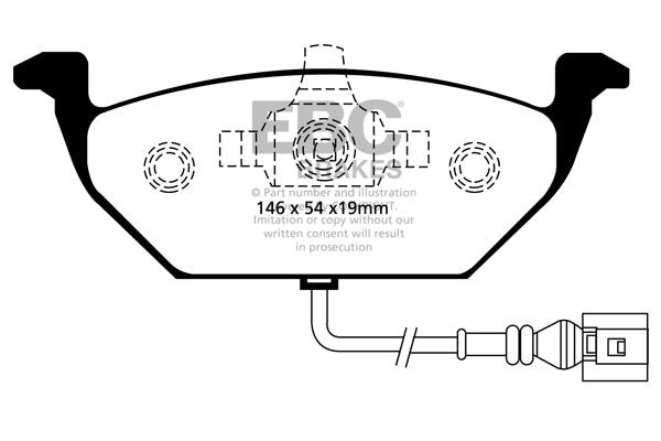 EBC Audi Volkswagen Redstuff Sport Front Brake Pads - VW Caliper (Inc. 8P A2, MK4 Golf, MK4 Golf GTI & MK5 Jetta) | ML Performance UK