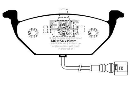 EBC Audi Volkswagen Redstuff Sport Front Brake Pads - VW Caliper (Inc. 8P A2, MK4 Golf, MK4 Golf GTI & MK5 Jetta) | ML Performance UK