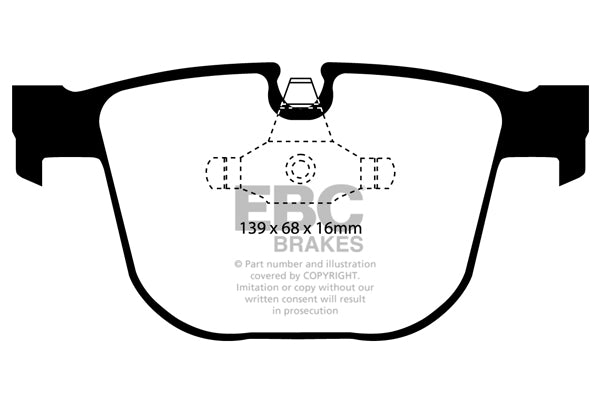 EBC BMW E60 E61 E63 E64 Yellowstuff 4000 Series Rear Sport Brake Pads & USR Slotted Discs Kit - ATE Caliper  (Inc. 550i, 545i, 650i & 645i) | ML Performance UK