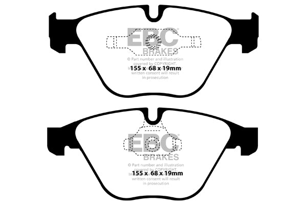 EBC BMW E90 E91 E92 E93 Yellowstuff 4000 Series Front Sport Brake Pads & Slotted And Dimpled Sport Discs Kit - ATE Caliper (Inc. 325i, 330i, 335i & 335ix) | ML Performance UK