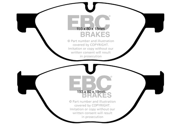 EBC BMW F01 F02 F07 F12 Yellowstuff 4000 Series Front Sport Brake Pads & Premium OE Replacement Riveted Discs Kit - ATE Caliper (Inc. ActiveHybrid 5, 640i, 650i & ActiveHybrid 7) | ML Performance UK