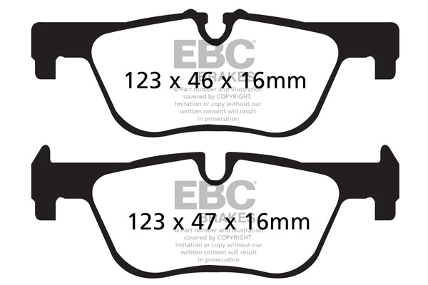 EBC BMW F30 F31 F34 F36 Yellowstuff 4000 Series Rear Sport Brake Pads & Slotted And Dimpled Sport Discs Kit - ATE Caliper (Inc. 330i, 328i, 428i & 425i) | ML Performance UK