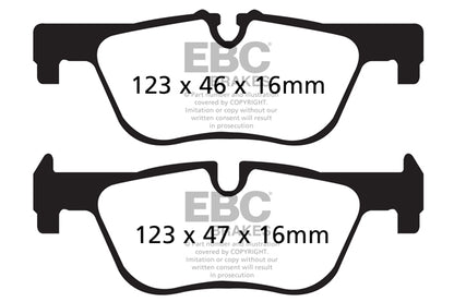 EBC BMW F30 F31 F34 F36 Yellowstuff 4000 Series Rear Sport Brake Pads & Slotted And Dimpled Sport Discs Kit - ATE Caliper (Inc. 330i, 328i, 428i & 425i) | ML Performance UK