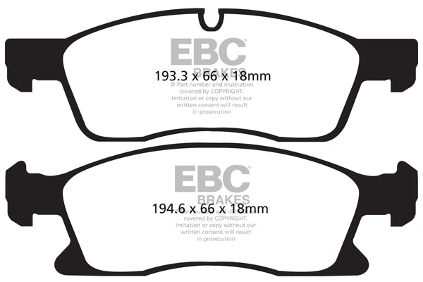 EBC Dodge Jeep Mercedes-Benz Greenstuff 6000 Series Truck And SUV Front Brake Pads - ATE Calliper (Inc. Durango, Grand Cherokee, X116 GL400 & W116 ML400) | ML Performance UK