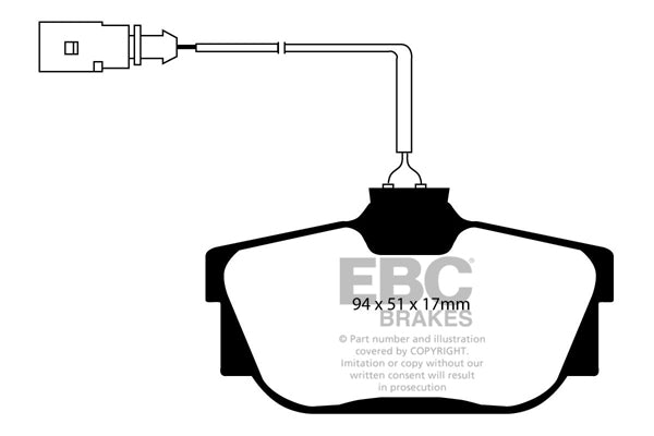 EBC Ford Seat Volkswagen Greenstuff 2000 Series Sport Rear Brake Pads Girling/TRW Caliper (Inc. MK1 Galaxy, 7M Alhambra, 7M Sharan & Commercial Transporter Kombi) | ML Performance UK