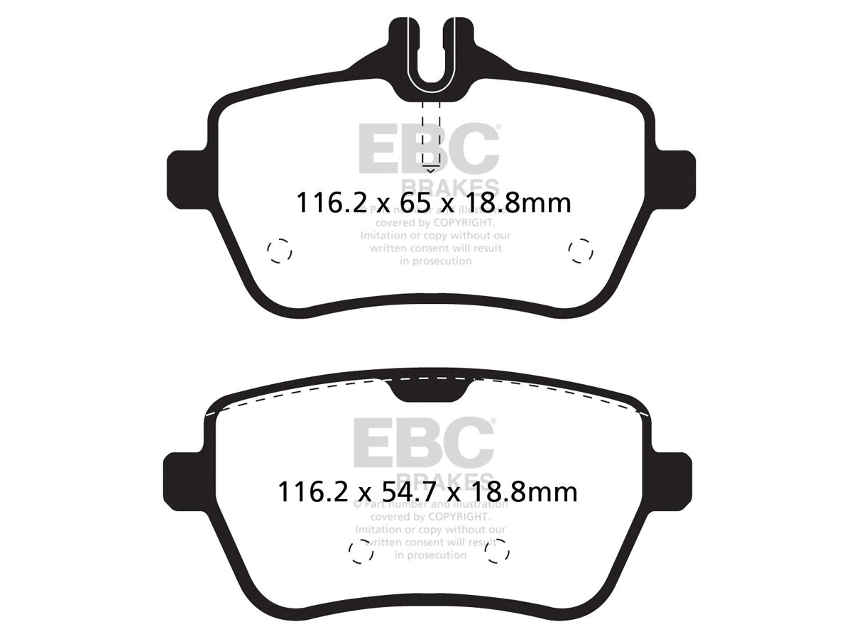 EBC Mercedes-Benz W222 R231 Greenstuff 2000 Series Sport Rear Brake Pads - TRW Caliper (Inc. S450, S400, SL500 & SL400) - ML Performance UK
