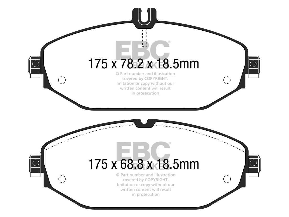 EBC Mercedes-Benz W/S/C/A205 C257 W/S213 A/C238 Greenstuff 2000 Series Sport Front Brake Pads - TRW Caliper (Inc. C400, C350, E300 & E250) - ML Performance UK