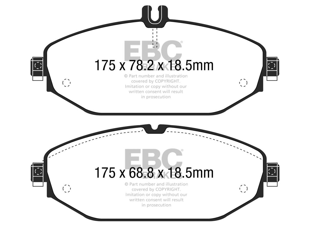 EBC Mercedes-Benz W/S/C/A205 C257 W/S213 A/C238 Redstuff Sport Front Brake Pads - TRW Caliper (Inc. C400, C350, E300 & E250) - ML Performance UK
