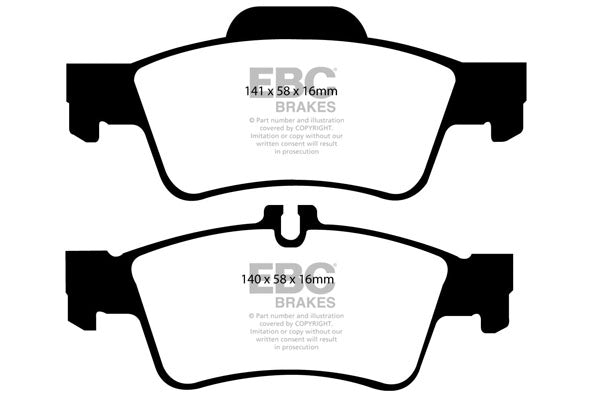 EBC Mercedes-Benz C216 W221 R230 Yellowstuff 4000 Series Rear Sport Brake Pads & Premium OE Replacement Plain Discs Kit - ATE Caliper (Inc. CL500, SL500, S500 & S450) | ML Performance UK
