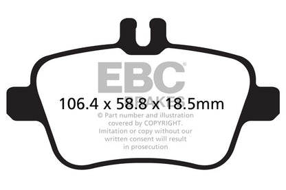 EBC Mercedes-Benz R172 R173 Yellowstuff 4000 Series Rear Sport Brake Pads & Premium OE Replacement Plain Discs Kit - TRW Caliper (Inc. SLC300,SLC200, SLK350 & SLK300) | ML Performance UK