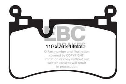 EBC Mercedes-Benz R230 Yellowstuff 4000 Series Rear Sport Brake Pads & Premium OE Replacement Drilled Discs Kit - Brembo Caliper (SL65 AMG & S63 AMG)