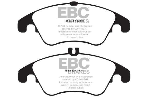 EBC Mercedes-Benz WSC204 WS212 AC207 Yellowstuff 4000 Series Front Sport Brake Pads & Premium OE Replacement Drilled Discs Kit - TRW Caliper (Inc. C350, E400, E350 & SLK350) | ML Performance UK