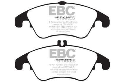 EBC Mercedes-Benz WSC204 WS212 AC207 Yellowstuff 4000 Series Front Sport Brake Pads & Premium OE Replacement Drilled Discs Kit - TRW Caliper (Inc. C350, E400, E350 & SLK350) | ML Performance UK