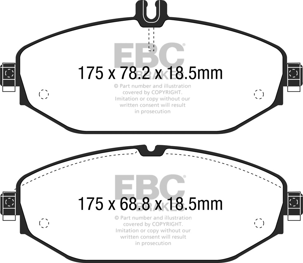 EBC Mercedes-Benz WSCA205 WS213 AC238 Yellowstuff 4000 Series Front Sport Brake Pads & Premium OE Replacement Plain Discs Kit - Brembo Caliper (Inc. C300, C250, E250 & E220) | ML Performance UK