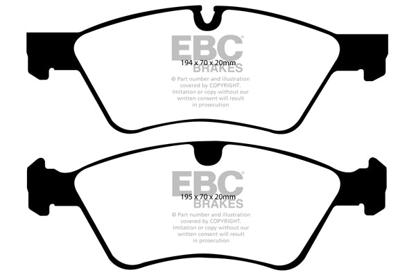 EBC Mercedes-Benz W/T211 E500 Yellowstuff 4000 Series Front Sport Brake Pads & Premium OE Replacement Plain Discs Kit - ATE Caliper | ML Performance UK