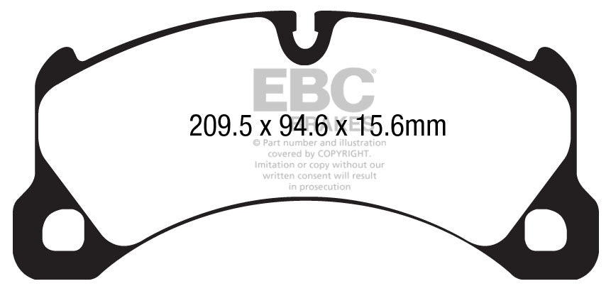 EBC Porsche E1 Cayenne Yellowstuff 4000 Series Front Sport Brake Pads & Premium OE Replacement Plain Discs Kit - Brembo Caliper | Supercar Parts UK