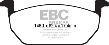 EBC Seat Skoda Volkswagen Yellowstuff 4000 Series Front Sport Brake Pads & Premium OE Replacement Plain Discs Kit - ATE Caliper (5F Leon, 5E Octavia, M7 Golf Sportsvan & MK7 Golf) | ML Performance UK