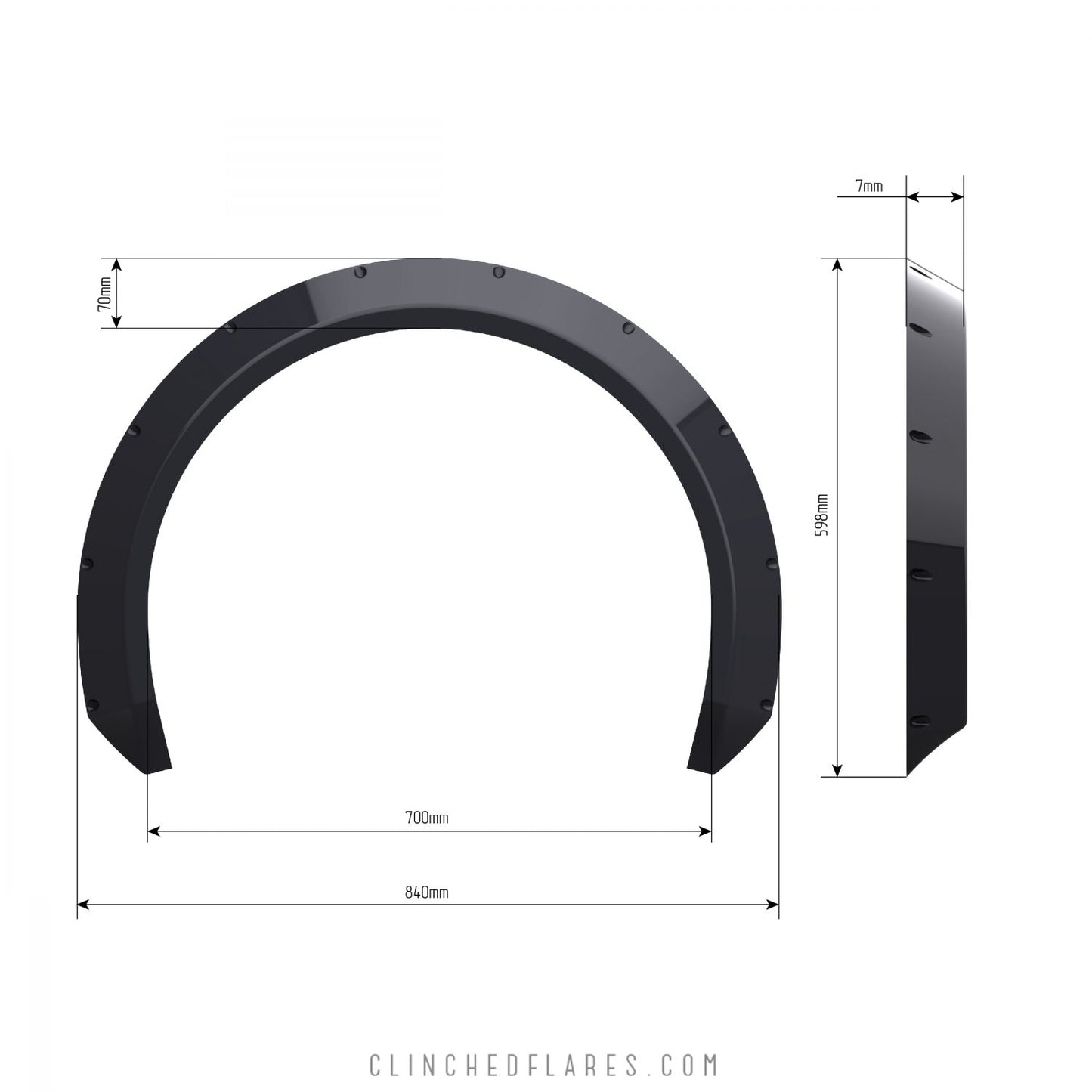 Clinched “Eurolook” 7cm (2.7″) Fender Flares