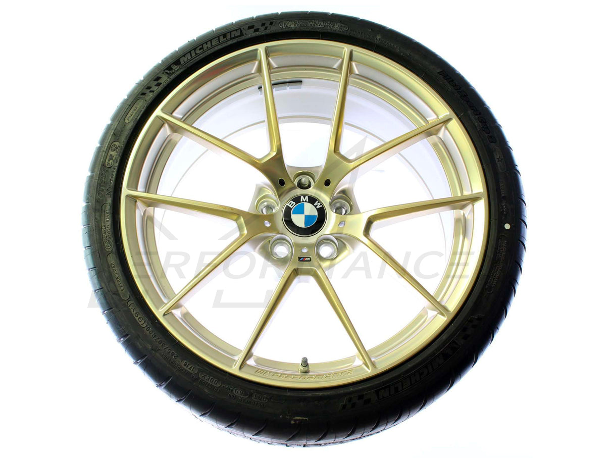 Genuine BMW F87 M Performance Y-Spoke 763 Matte Black / Frozen Gold 19" Wheels with Tyres (M2, M2 Competition & M2 CS) - ML Performance UK