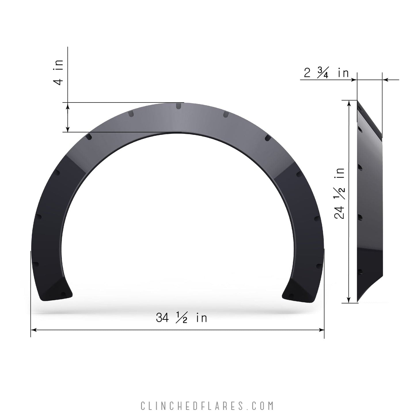 Clinched “Glider” 7cm (2.7″) Fender Flares